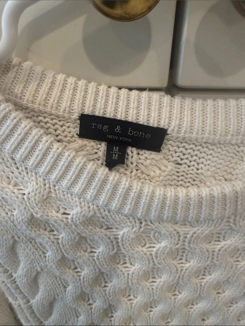 Rag and Bone Off-White Cable Knit Crewneck Sweater - Picture 4 of 4